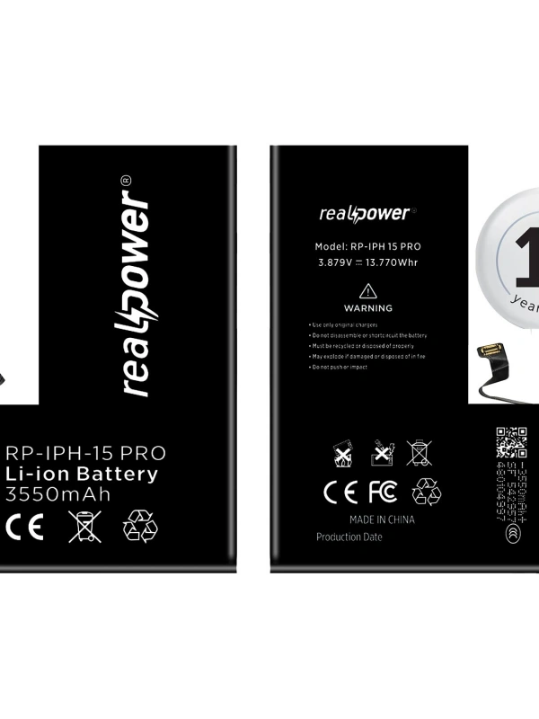 RealPower Apple Uyumlu iPhone 15 Pro Yüksek Kapasiteli Batarya 3550mah