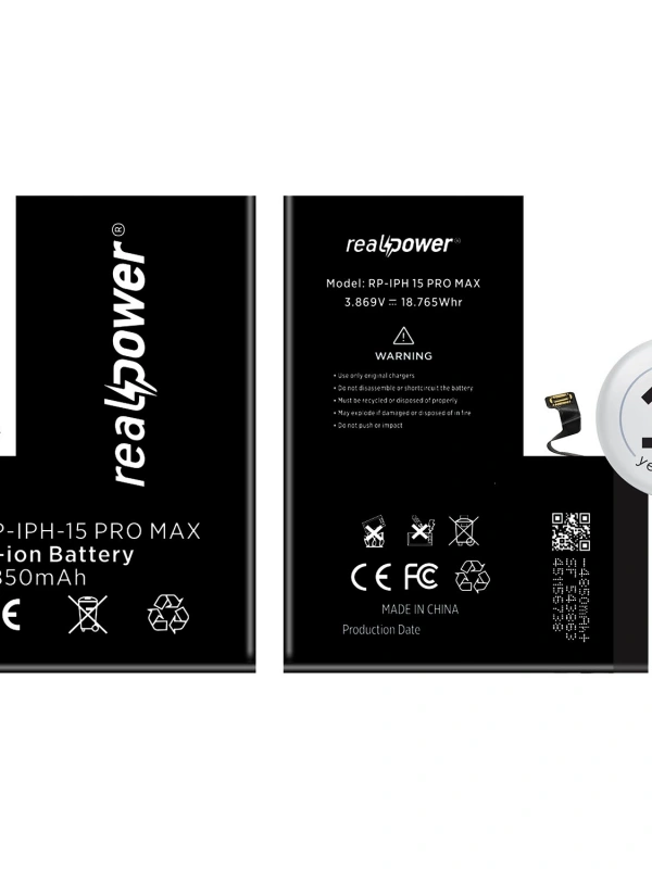 RealPower Apple Uyumlu iPhone 15 Pro Max Yüksek Kapasiteli Batarya 4850mah