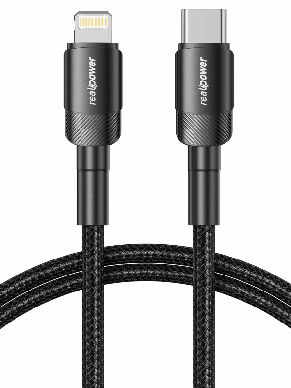 Realpower 20W USB-C - Lightning örgülü şarj Kablosu (1 m) CA-20WCLBK