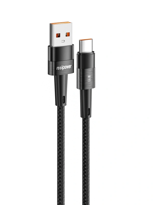 Realpower 66W Usb to Type-c örgülü şarj kablosu (1 m) CA-66WUCBK
