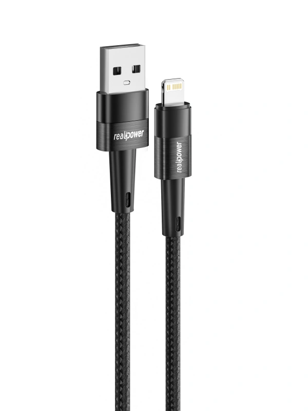 Realpower 2.4A Usb to Lightning örgülü şarj kablosu (1 m) CA-24AULBK2