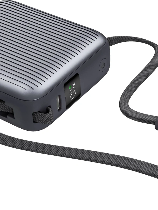 Realpower 10000mAh Gri Powerbank 22.5W Kablolu ve Led Display PB10KGR