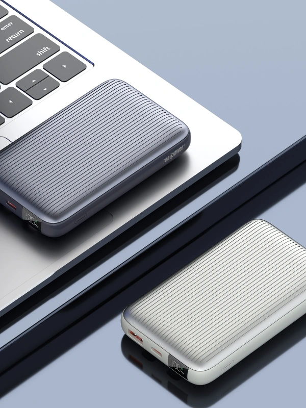 Realpower 10000mAh Gri Powerbank 22.5W Kablolu ve Led Display  PB10KGR2