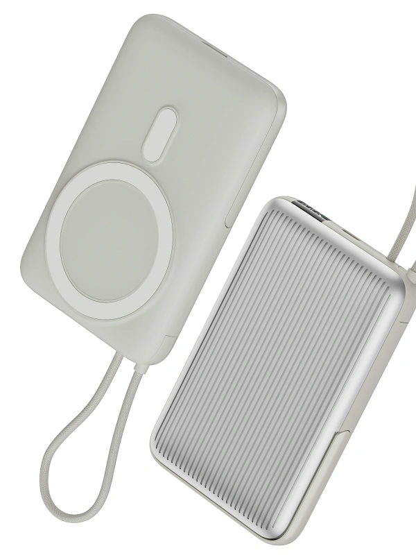 Realpower 10000mAh Silver Manyetik Magsafe Powerbank 22.5W Kablolu ve Led Display PB10KSL3