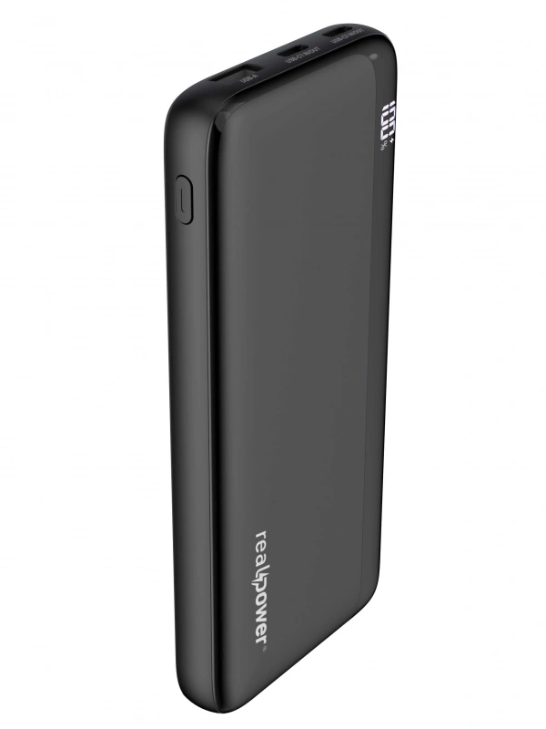 Realpower 10000mAh Siyah Powerbank 20W Led Display PB10KBK