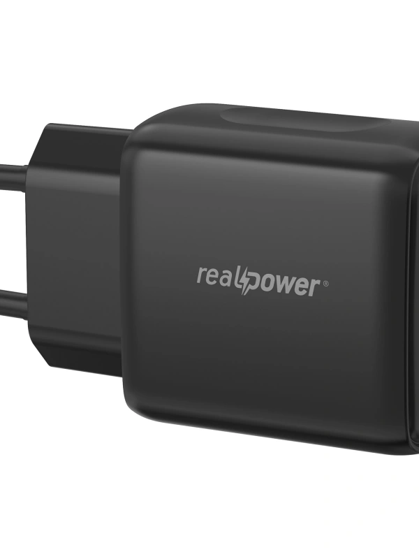 Realpower 25W PPS PD USB-C Hızlı Şarj Adaptörü Şarj Aleti Siyah TC25WBK