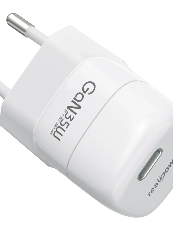Realpower 35W GaN USB-C PD Hızlı Şarj Adaptörü Şarj Aleti Beyaz TC35WWH3