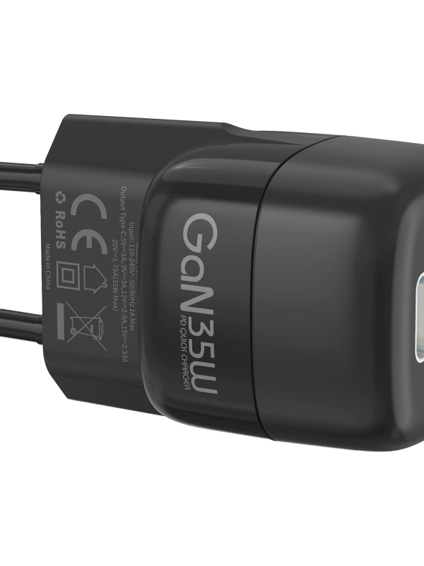 Realpower 35W GaN USB-C PD Hızlı Şarj Adaptörü Şarj Aleti Siyah TC35WBK