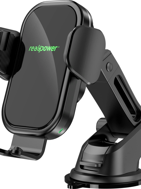 Realpower Otomatik Sensörlü MagSafe Araç İçi Telefon Tutucu Kablosuz Şarj Cihazı 15W Manyetik Hızlı Şarj Standı HL-15WBK