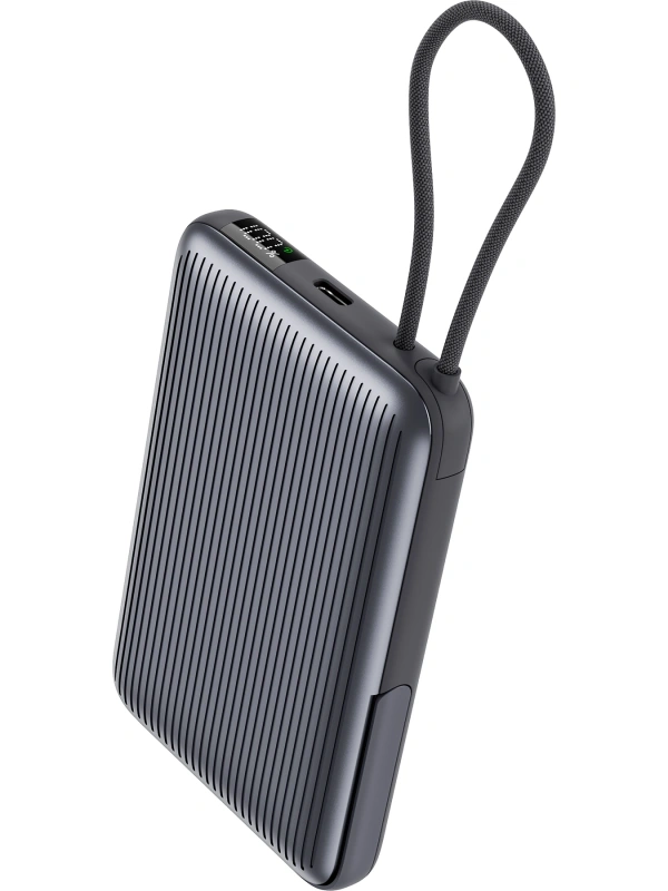 Realpower 10000mAh 22.5W Hızlı Şarj Manyetik MagSafe Powerbank Gri Dahili Kablolu Taşınabilir Şarj Cihazı LED Göstergeli PB10KGR3