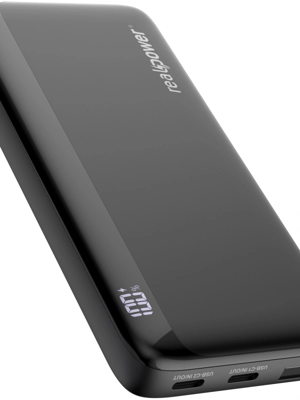 Realpower 10000mAh 20W Hızlı Şarj Powerbank Siyah Taşınabilir Şarj Cihazı LED Göstergeli PB10KBK