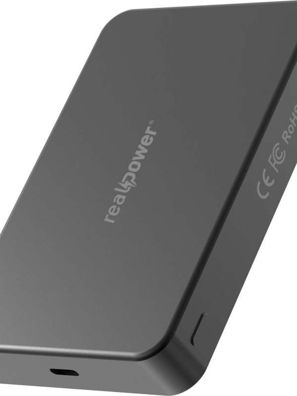 Realpower 10000mAh R Mag Air Pro MagSafe 20W Hızlı Manyetik Kablosuz Powerbank Siyah Titanyum MP-10KBT