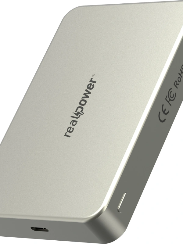 Realpower 10000mAh R Mag Air Pro MagSafe 20W Hızlı Manyetik Kablosuz Powerbank Natürel Titanyum MP-10KNT