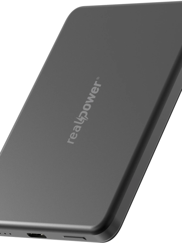 Realpower 5000mAh R Mag Slim MagSafe 20W Hızlı Manyetik Kablosuz Powerbank Siyah Titanyum MP-5KBT2