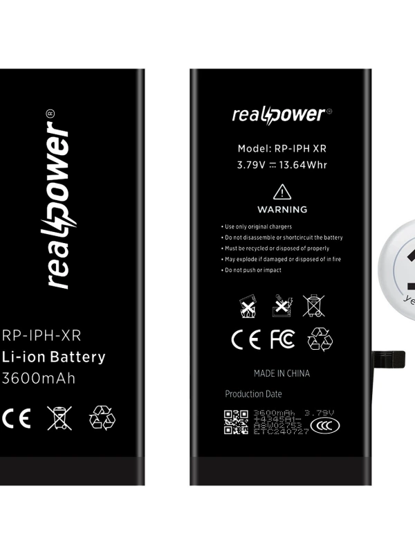 RealPower Apple Uyumlu iPhone XR Batarya 3600mAh Yüksek Kapasiteli Güçlendirilmiş Pil