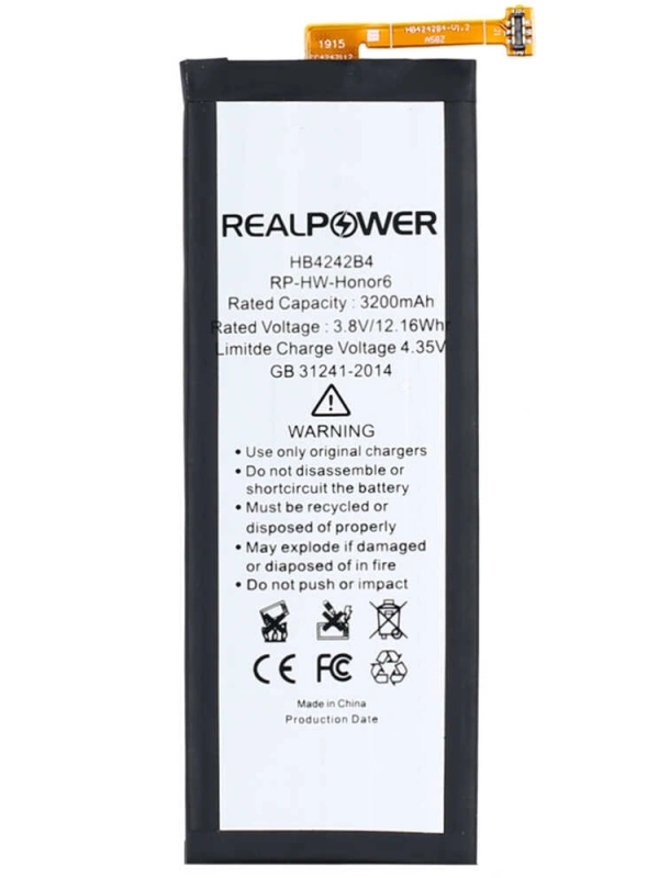 RealPower Huawei Uyumlu Honor 6 Batarya 3200mAh Li-Polymer Uzun Ömürlü Pil