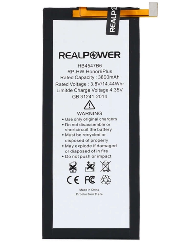 RealPower Huawei Uyumlu Honor 6 Plus Batarya 3800mAh Li-Polymer Uzun Ömürlü Pil