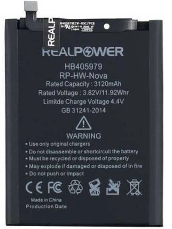 RealPower Huawei Uyumlu Nova Batarya 3120mAh Li-Polymer Uzun Ömürlü Pil