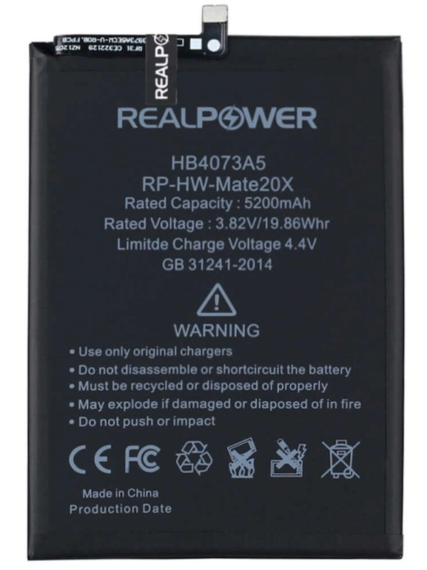 RealPower Huawei Uyumlu Mate 20X Batarya 5200mAh Li-Polymer Uzun Ömürlü Pil
