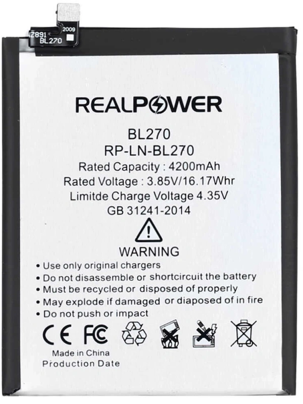 RealPower Lenovo Uyumlu K6 Note Batarya 4200mAh Li-Polymer Uzun Ömürlü Pil