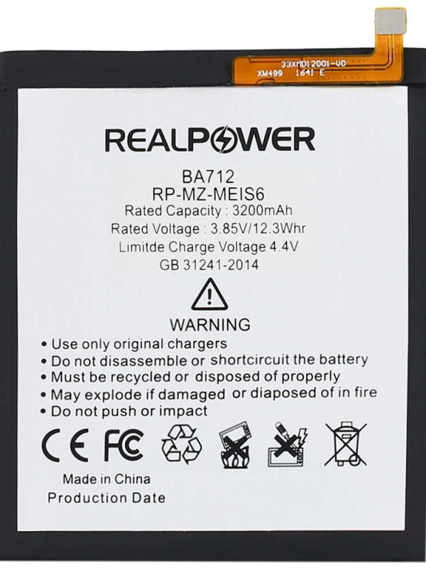 RealPower Meizu Uyumlu S6 Batarya 3200mAh Li-Polymer Uzun Ömürlü Pil