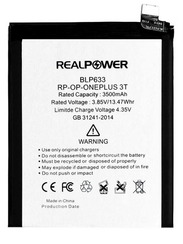 RealPower OnePlus Uyumlu 3T Batarya 3500mAh Li-Polymer Uzun Ömürlü Pil