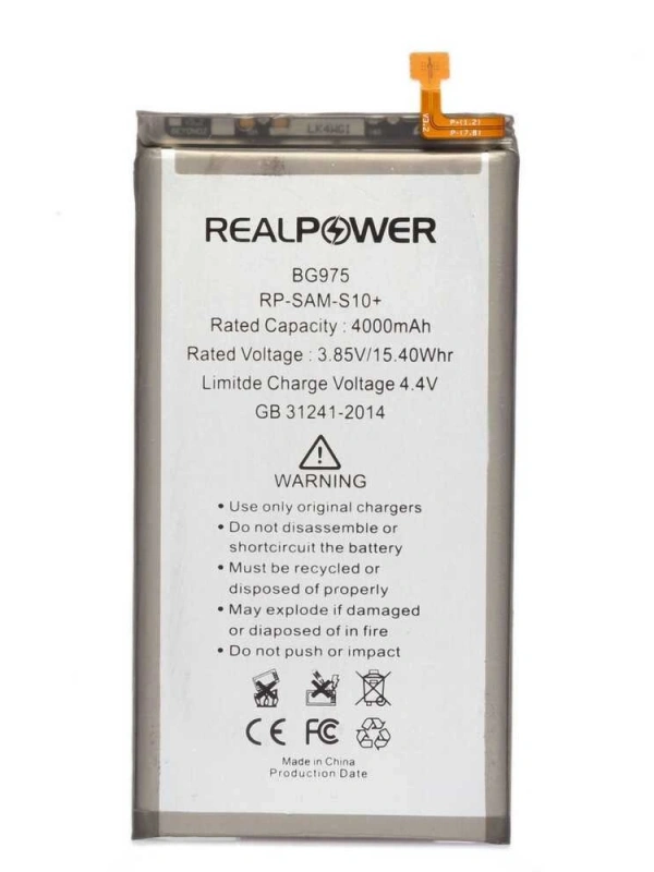 RealPower Samsung Uyumlu Galaxy S10 Plus G975 Batarya 4000mAh Li-Polymer Uzun Ömürlü Pil