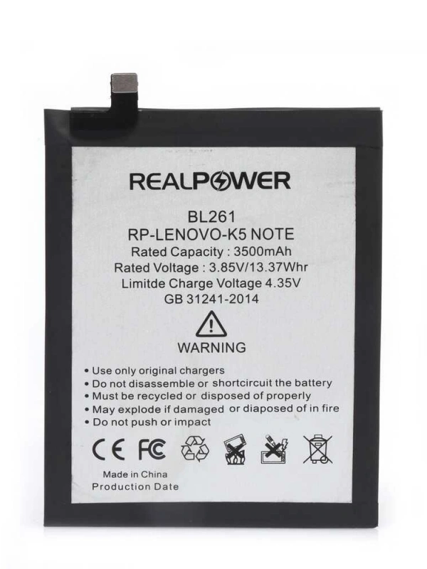 RealPower Lenovo Uyumlu K5 Note Batarya Li-Polymer Uzun Ömürlü Pil