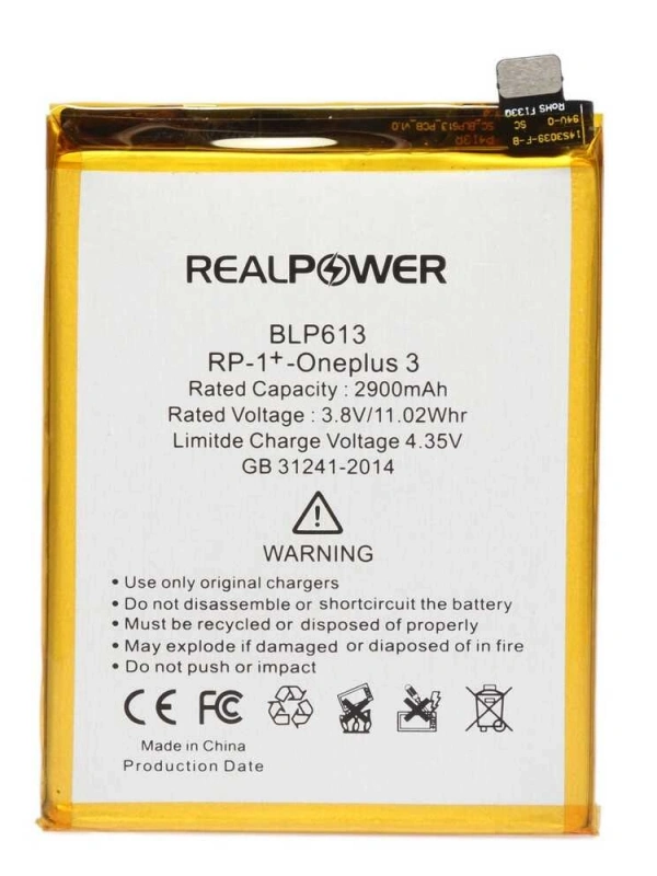 RealPower OnePlus Uyumlu 3 Batarya 3000mAh Li-Polymer Uzun Ömürlü Pil