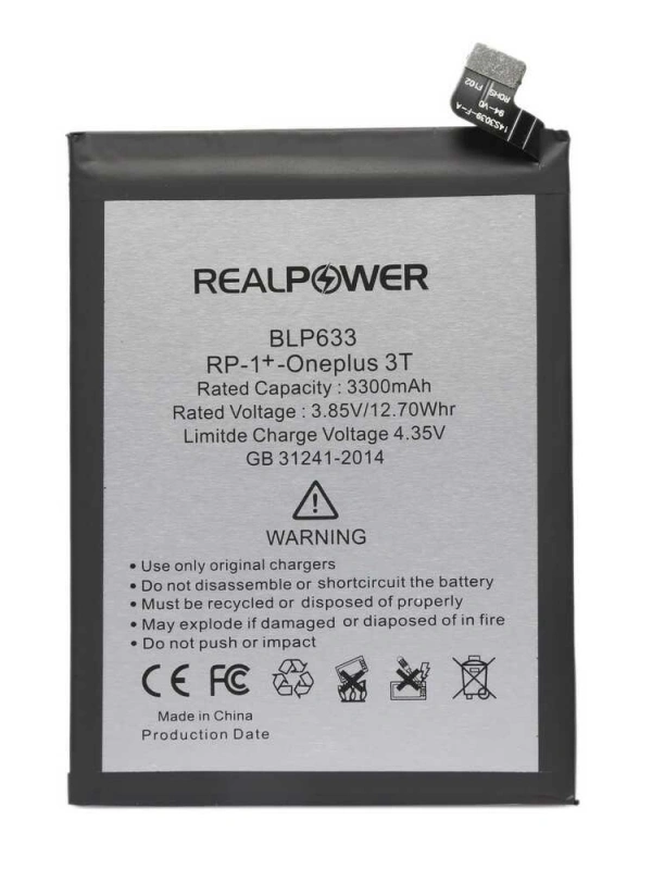 RealPower OnePlus Uyumlu 3T Batarya 3300mAh Li-Polymer Uzun Ömürlü Pil