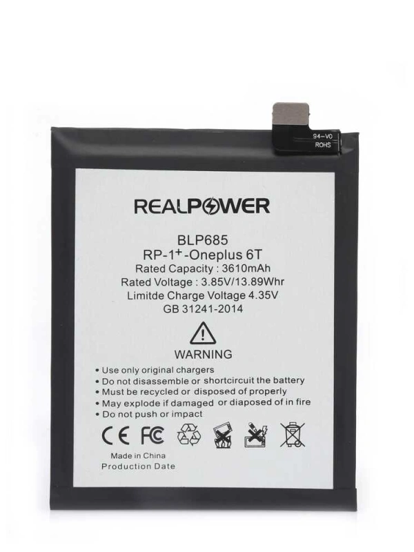 RealPower OnePlus Uyumlu 6T Batarya 3610mAh Li-Polymer Uzun Ömürlü Pil