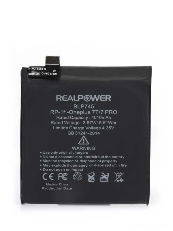 RealPower OnePlus Uyumlu 7T 7Pro Batarya 4010mAh Li-Polymer Uzun Ömürlü Pil
