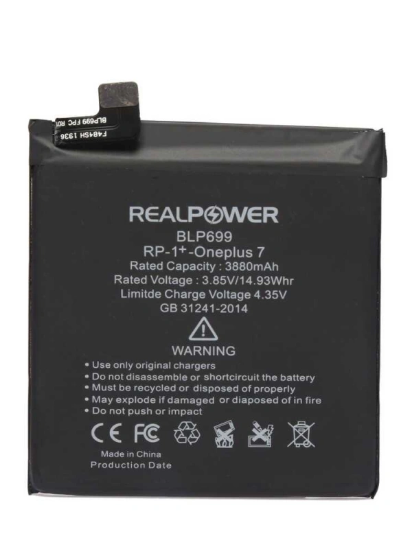 RealPower OnePlus Uyumlu 7 Batarya 3880mAh Li-Polymer Uzun Ömürlü Pil