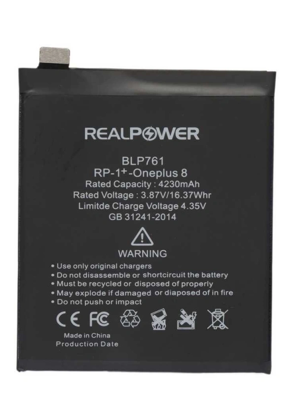RealPower OnePlus Uyumlu 8 Batarya 4230mAh Li-Polymer Uzun Ömürlü Pil