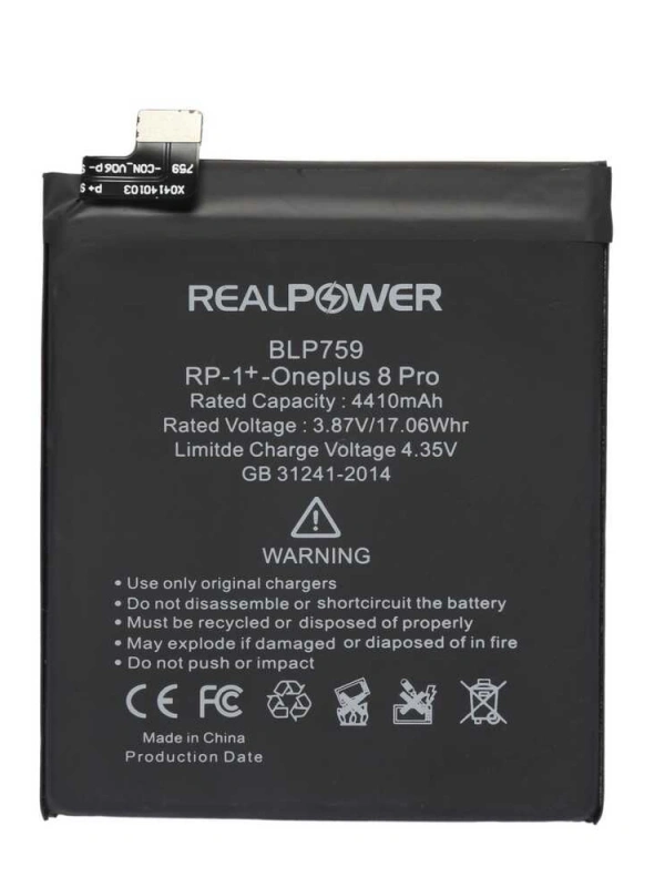 RealPower OnePlus Uyumlu 8 Pro Batarya 4410mAh Li-Polymer Uzun Ömürlü Pil