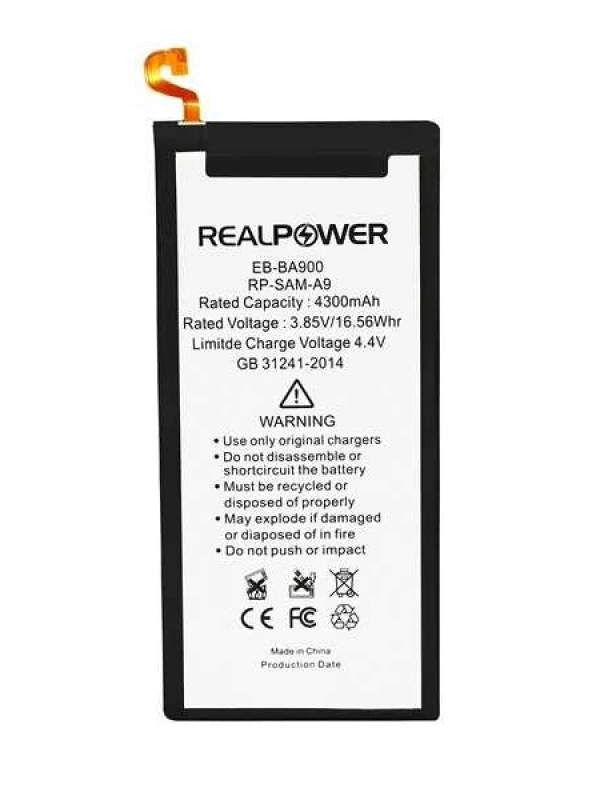 RealPower Samsung Uyumlu Galaxy A9 Pro A910 Batarya 4300mAh Li-Polymer Uzun Ömürlü Pil