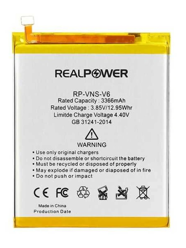 RealPower Vestel Uyumlu Venüs V6 Batarya 3366mAh Li-Polymer Uzun Ömürlü Pil