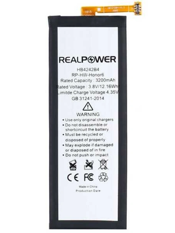 RealPower Huawei Uyumlu Honor G Play Batarya 3200mAh Li-Polymer Uzun Ömürlü Pil