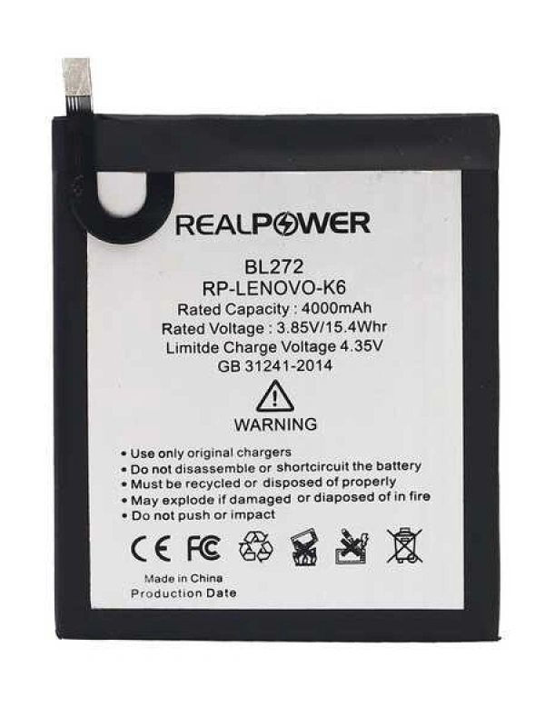 RealPower Lenovo Uyumlu K6 Batarya Li-Polymer Uzun Ömürlü Pil
