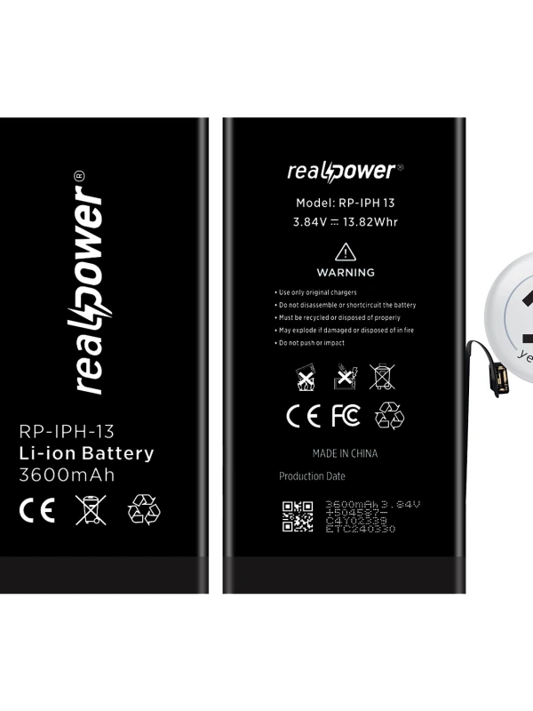 RealPower Apple Uyumlu iPhone 13 Batarya 3600mAh Yüksek Kapasiteli Güçlendirilmiş Pil