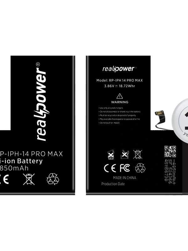 RealPower Apple Uyumlu iPhone 14 Pro Max Batarya 4850mAh Yüksek Kapasiteli Güçlendirilmiş Pil