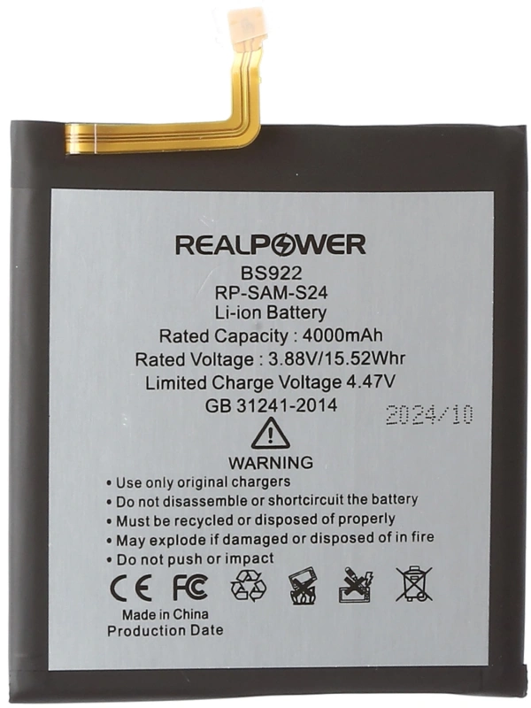 RealPower Samsung Uyumlu Galaxy S24 S922 Batarya Li-Polymer Uzun Ömürlü Pil