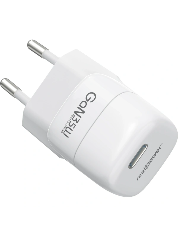 Realpower 35W GaN USB-C PD Hızlı Şarj Adaptörü Şarj Aleti Beyaz TC35WWH3