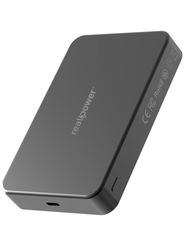 Realpower 10000mAh R Mag Air Pro MagSafe 20W Hızlı Manyetik Kablosuz Powerbank Siyah Titanyum MP-10KBT
