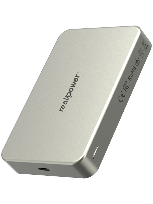 Realpower 10000mAh R Mag Air Pro MagSafe 20W Hızlı Manyetik Kablosuz Powerbank Natürel Titanyum MP-10KNT