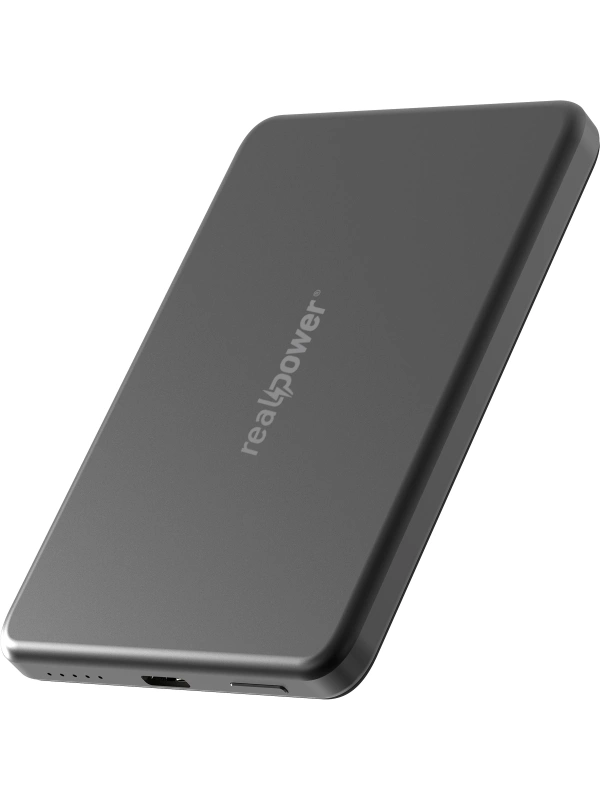 Realpower 5000mAh R Mag Slim MagSafe 20W Hızlı Manyetik Kablosuz Powerbank Siyah Titanyum MP-5KBT2