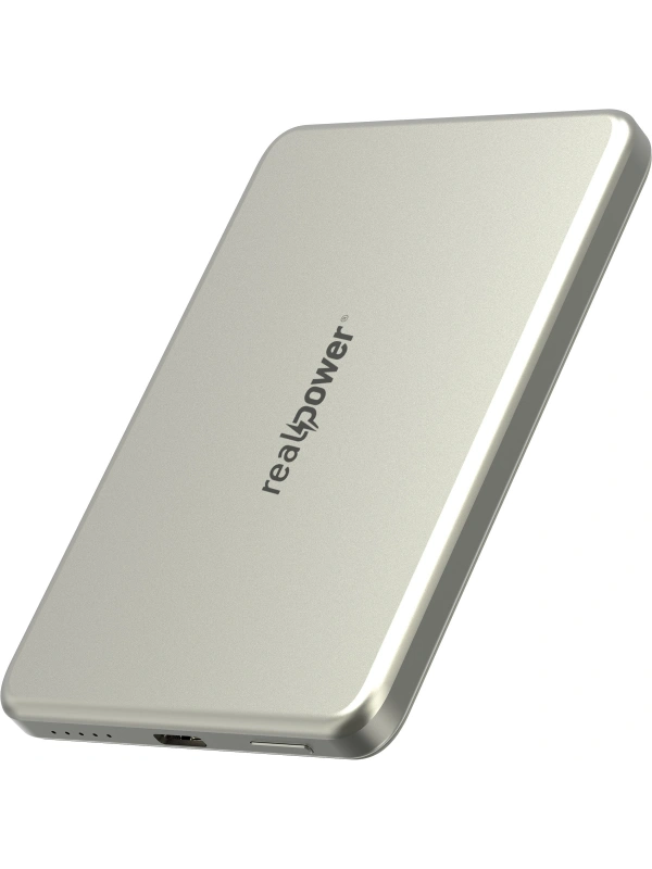 Realpower 5000mAh R Mag Slim MagSafe 20W Hızlı Manyetik Kablosuz Powerbank Natürel Titanyum MP-5KNT2