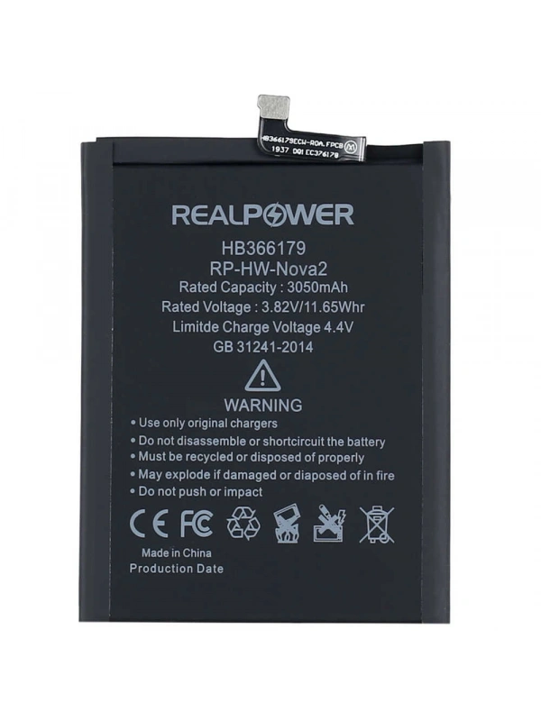 RealPower Huawei Uyumlu Nova 2 Batarya 3050mAh Li-Polymer Uzun Ömürlü Pil