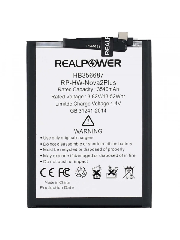 RealPower Huawei Uyumlu Nova 2 Plus Batarya 3540mAh Li-Polymer Uzun Ömürlü Pil