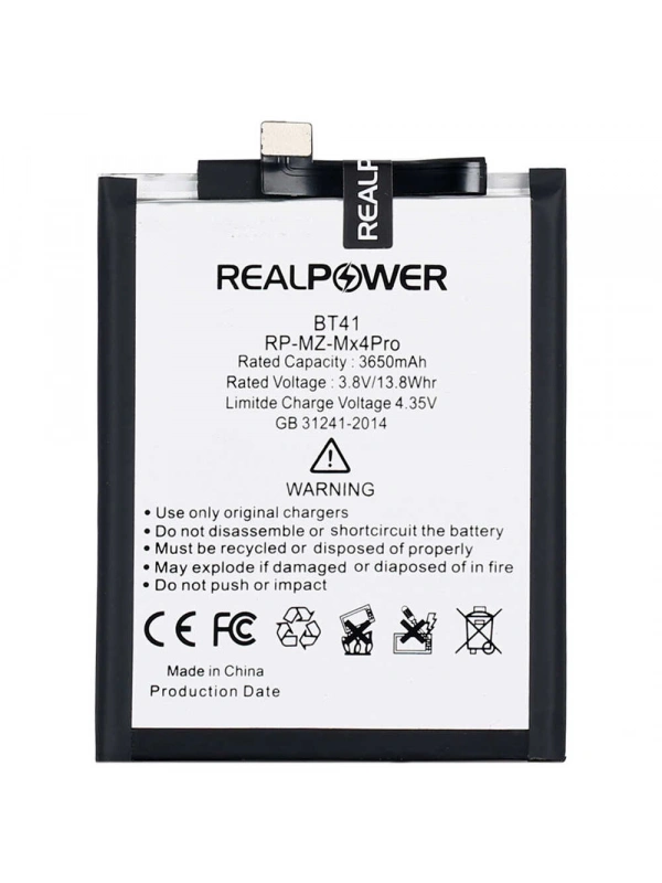 RealPower Meizu Uyumlu MX4 Pro Batarya 3650mAh Li-Polymer Uzun Ömürlü Pil